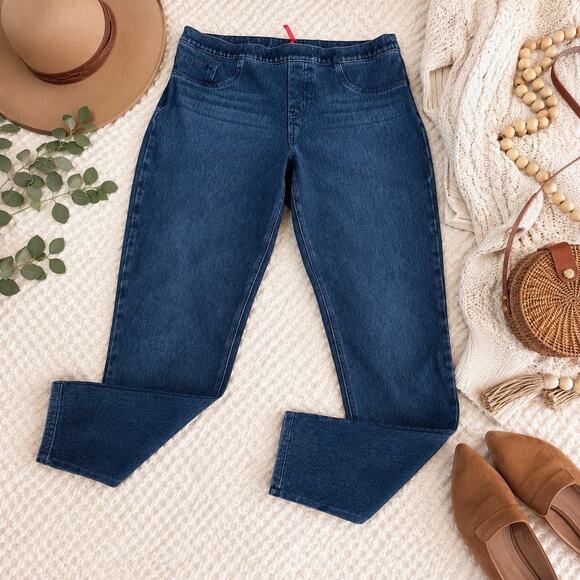 SPANX Denim - Spanx Womens XL Jeans Blue Denim Dark Wash Skinny Jegging High Rise Pull On